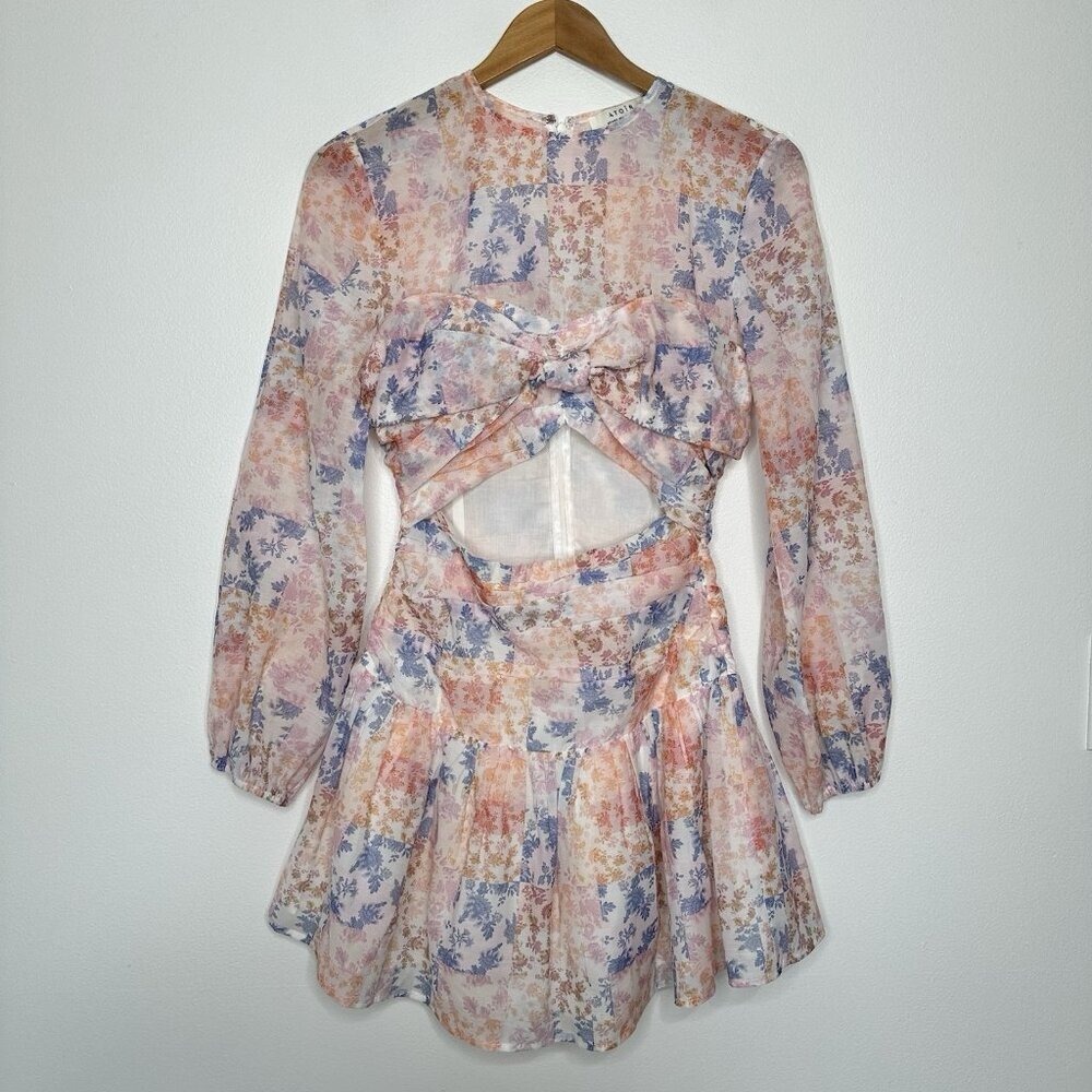 Atoir Floral Mini Dress Size 4 Cut Out Patchwork print